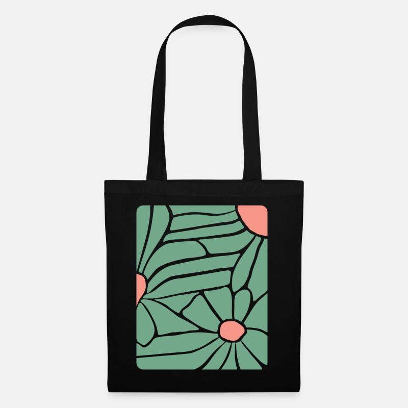Abstract Floral Boho - Stoffbeutel - Schwarz