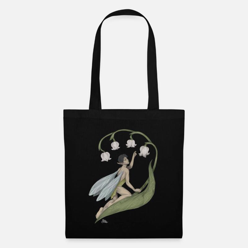 Pixie with lily of the valley - Tote Bag - black