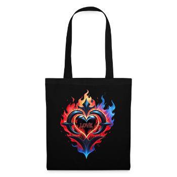 Ein flammendes Herz, das Feuer der Liebe. - Stoffbeutel - Schwarz - Vorne