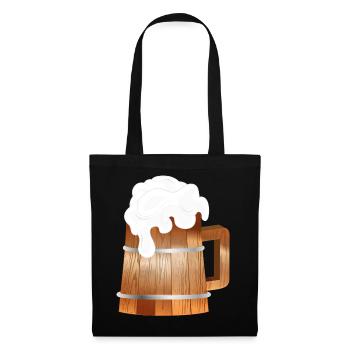 Rustic beer mug in wood look with foam - Tote Bag - black - Front