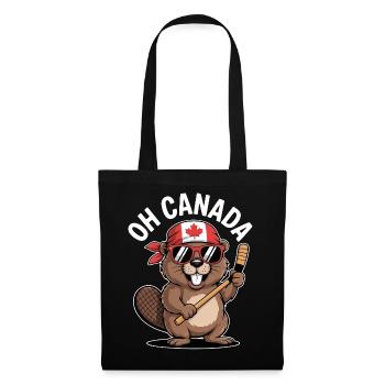 Castor humoristique avec une touche canadienne - Sac en tissu - noir - Devant