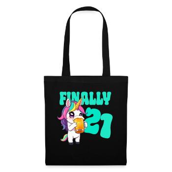 Unicorn Finally 21 - Beer Birthday Unicorn - Tote Bag - black - Front