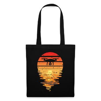 Drohne Sonnenuntergang Retro - Stoffbeutel - Schwarz - Vorne