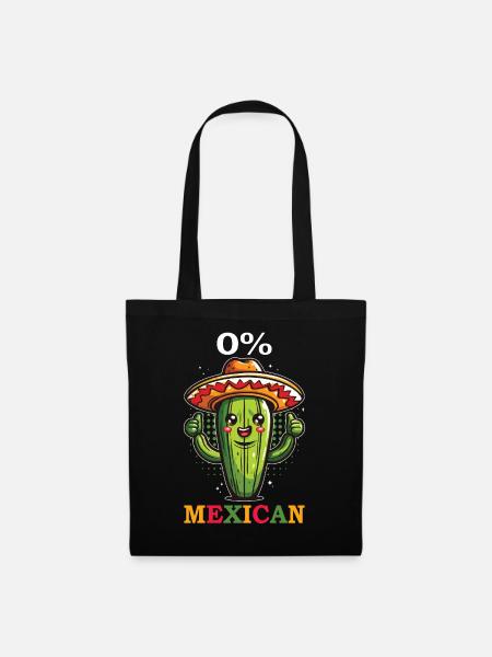 Kaktus Sombrero 0% Mexikanisch - Stoffbeutel - Schwarz