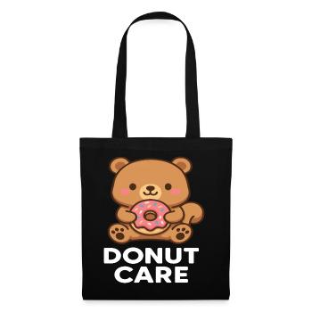 Kuscheller Bär mit Donut-Accessoire - Stoffbeutel - Schwarz - Vorne