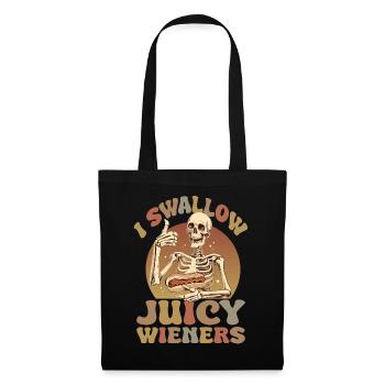 Squelette J’avale des saucisses fumées juteuses Hotdog - Sac en tissu - noir - Devant