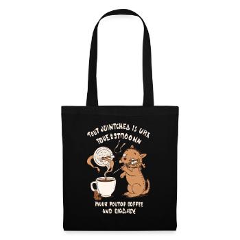 Coffee Cat Smoking Cigarette Design Coffee Lover - Tote Bag - black - Front