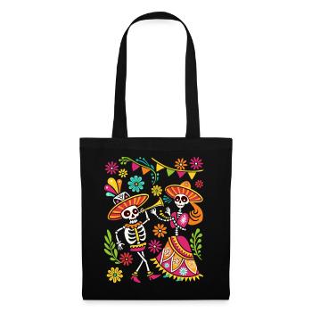 Tête de Mort Mexicaine Sugar Skull Dia de Muertos - Sac en tissu - noir - Devant
