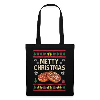Lustiges Mett Weihnachten Geschenk Mettbrötchen - Stoffbeutel - Schwarz - Vorne