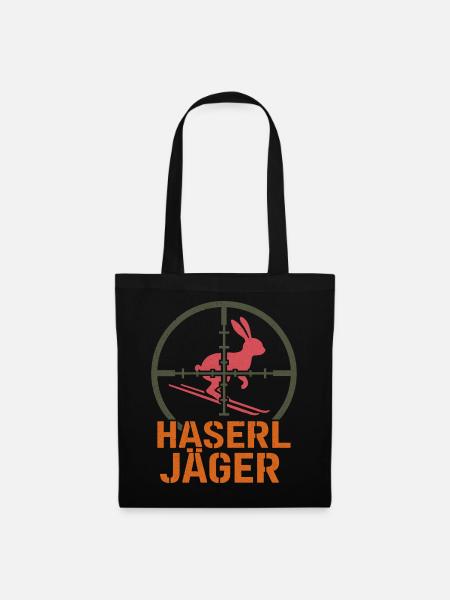 Haserl Jäger Apres Ski Motiv - Stoffbeutel - Schwarz