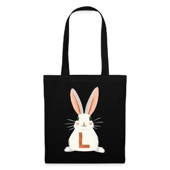 L-Letter - Bunny - Personalizable - Tote Bag - black - Front