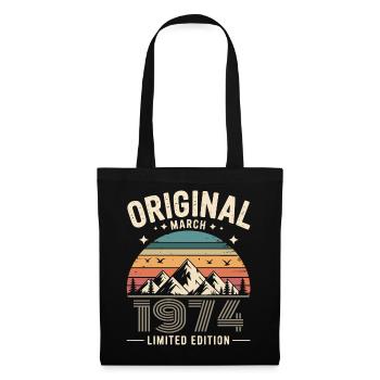 Vintage Né(e) en mars 1974 Original depuis 52 ans - Sac en tissu - noir - Devant