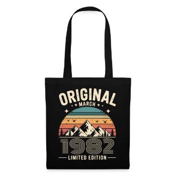 Vintage Né(e) en mars 1982 Original depuis 44 ans - Sac en tissu - noir - Devant