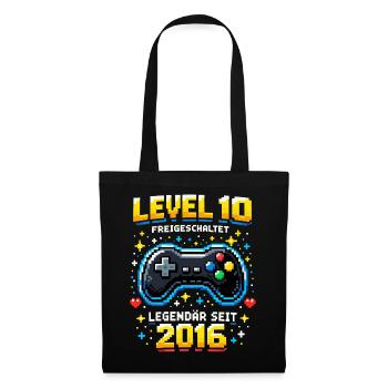 10e anniversaire 2016 Niveau 10 Jeune Joueur Drôle - Sac en tissu - noir - Devant