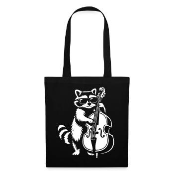 Racoon playing double bass in jazz band - Tote Bag - black - Front