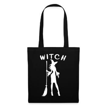 Hexe mit Besen Silhouette Witch - Stoffbeutel - Schwarz - Vorne