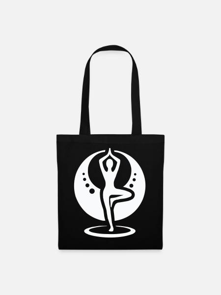Yoga Silhouette im Mondkreis - Stoffbeutel - Schwarz