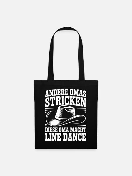 Line Dance Oma mit Cowboyhut - Stoffbeutel - Schwarz