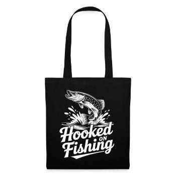 Graphique de pêche accroché - Sac en tissu - noir - Devant