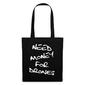 Drohne Drohnen Pilot Drone Quadrocopter Geschenk - Stoffbeutel - Schwarz - Vorne