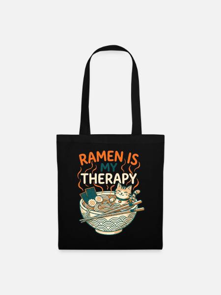 Ramen Therapy Cat - Stoffbeutel - Schwarz