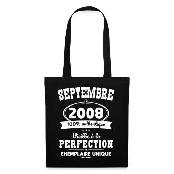 Anniversaire 18 ans - Septembre 2008 Perfection - Sac en tissu - noir - Devant