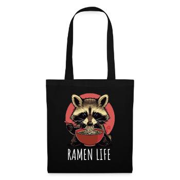 Japan Cat Ramen Noodle Retro Wave Motif - Tote Bag - black - Front