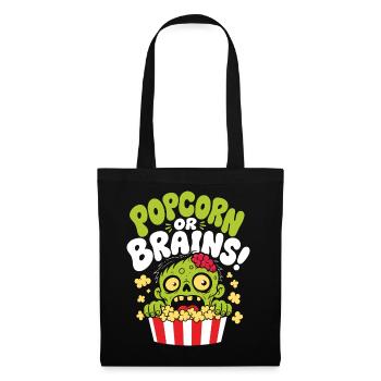 Popcorn Or Brains Zombie Horror - Tote Bag - black - Front