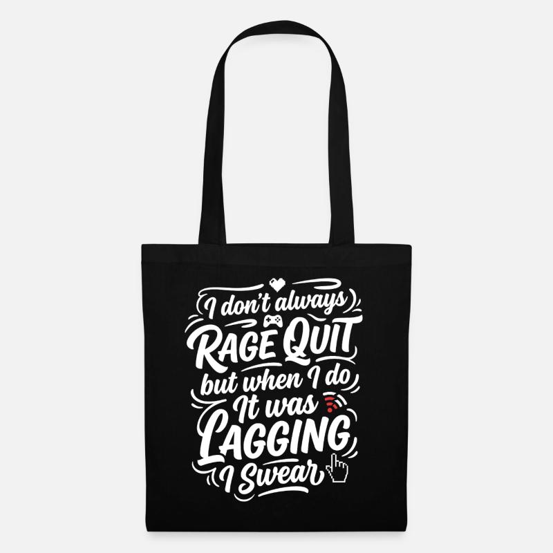 Rage Quit Gaming Humor Spruch - Stoffbeutel - Schwarz