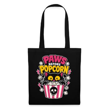 Paws Before Popcorn Horror Cat - Stoffbeutel - Schwarz - Vorne