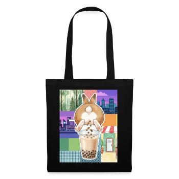 Cute Bunny Funny Boba Bubble Tea - Tote Bag - black - Front