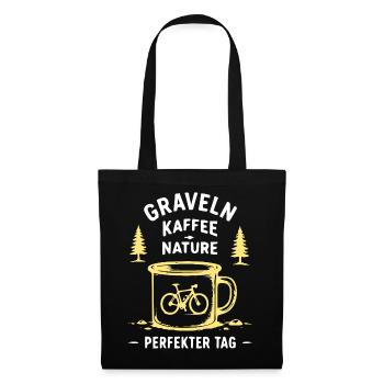 Gravel Kaffee Natur Illustration - Stoffbeutel - Schwarz - Vorne