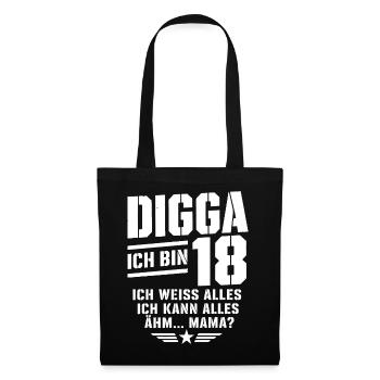 18. Geburtstag Junge Mädchen 18 Jahre 2008 lustig  - Stoffbeutel - Schwarz - Vorne