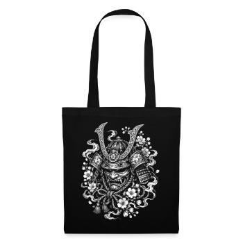 Casque de samouraï Kabuto dans le style tatoué japonais - Sac en tissu - noir - Devant
