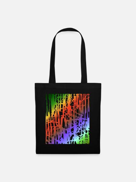 Regenbogen Liniengewitter - Stoffbeutel - Schwarz