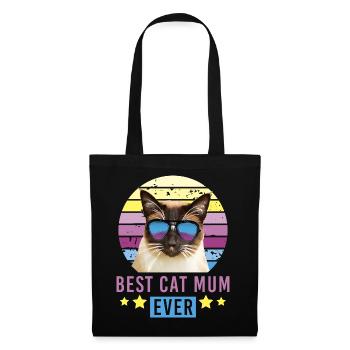 Best Cat Mum Ever Siam Katze Mama Mutter Katzenlie - Stoffbeutel - Schwarz - Vorne