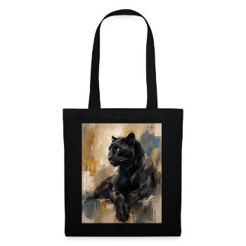 Sitzende Panther - Stoffbeutel - Schwarz - Vorne