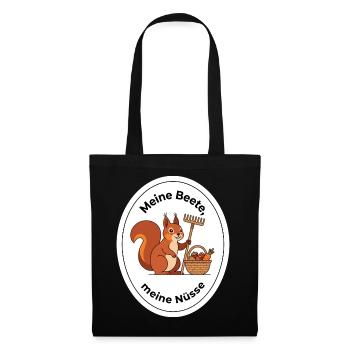 Gärtner Eichhörnchen Garten Beet Geschenk - Stoffbeutel - Schwarz - Vorne