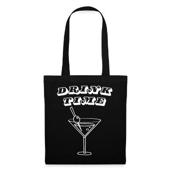 Trinkzeit – Retro-Cocktail-Martini-Glas - Stoffbeutel - Schwarz - Vorne