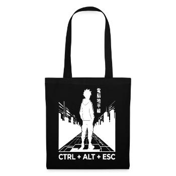Cyberpunk-Silhouette mit CTRL ALT ESC - Stoffbeutel - Schwarz - Vorne