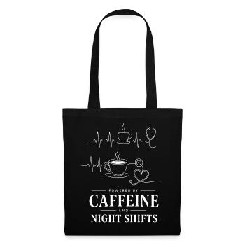 Kaffee Power Nachtshifts Illustration - Stoffbeutel - Schwarz - Vorne