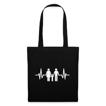 Battement Cœur Famille Papa Maman - Sac en tissu - noir - Devant