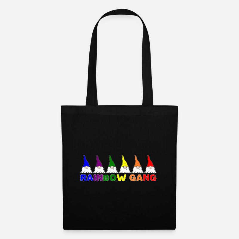 Wichtel Zwerg Regenbogen Gang lustiges Geschenk - Stoffbeutel - Schwarz
