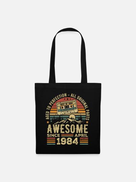 April 1984 Vintage Retro Geburtstagsgeschenk - Stoffbeutel - Schwarz