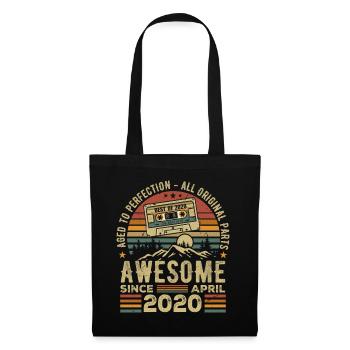 April 2020 Vintage Retro Geburtstagsgeschenk - Stoffbeutel - Schwarz - Vorne