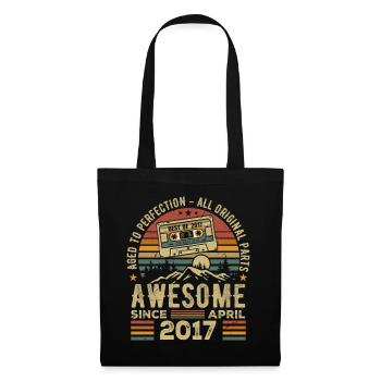 April 2017 Vintage Retro Geburtstagsgeschenk - Stoffbeutel - Schwarz - Vorne