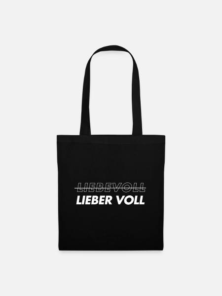 Liebevoll. Lieber voll - Stoffbeutel - Schwarz