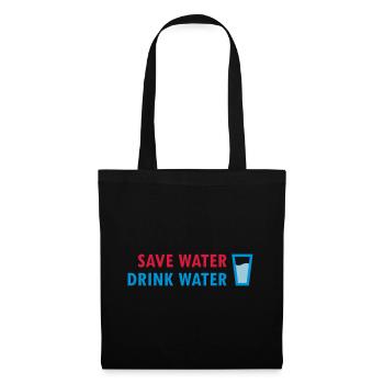 Save water, drink water (Glas mit Wasser) - Stoffbeutel - Schwarz - Vorne