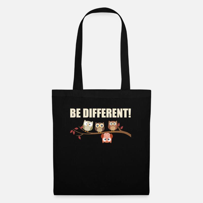 Be Different- Sweet Owls Be Different Gift Idea - Tote Bag - black