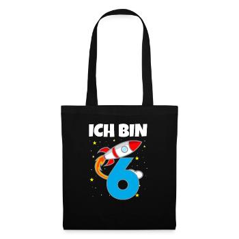 6. Geburtstag Astronaut 6 Jahre Jungen Geschenk - Stoffbeutel - Schwarz - Vorne